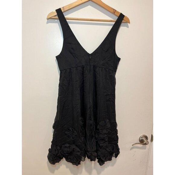Rebecca Taylor Black 100% Silk V-NeckCocktail Mini Dress Women Size 2 - Picture 5 of 9